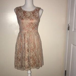 Beautiful blush dress with lace over top